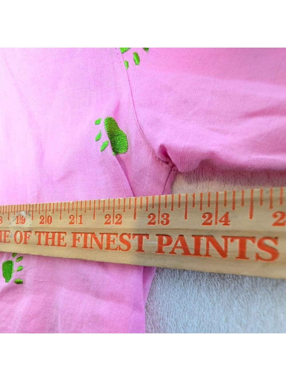 Casey Coleman Womens Pink Linen Paw Print Embroidered Button-Down Shirt Size L - Picture 6 of 11